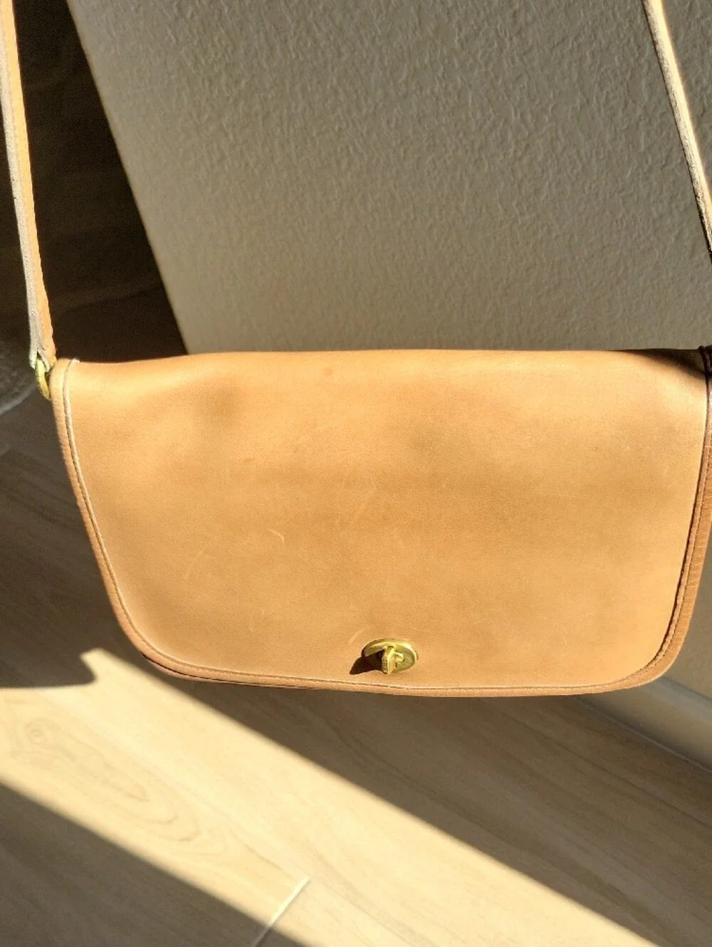 Vintage Coach Convertible Clutch In Putty with Solid Brass Turn-Lock